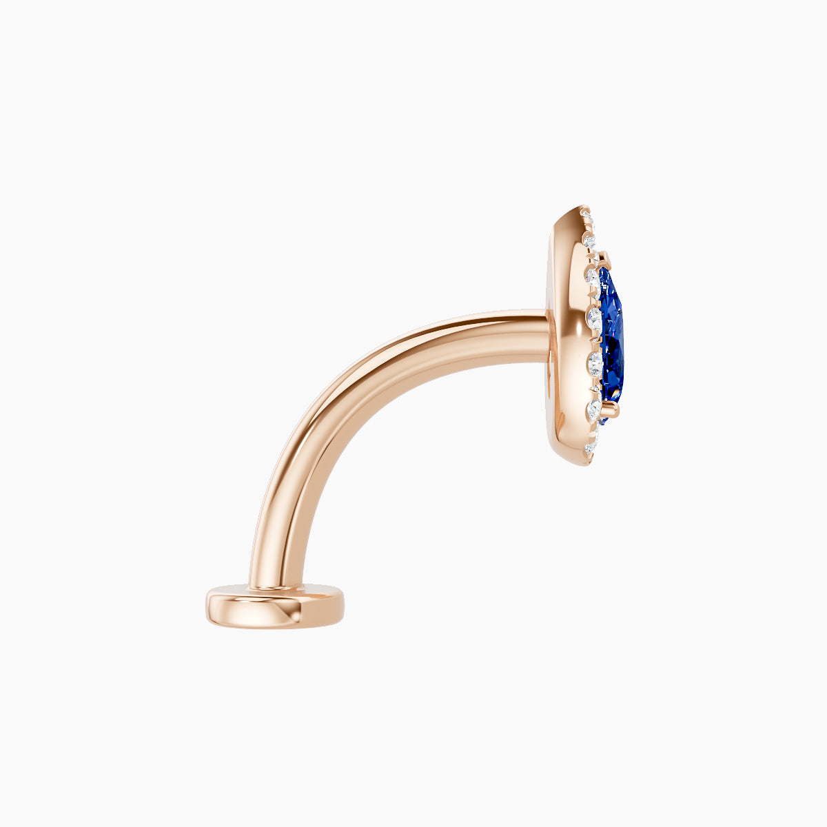 Eirene | 18k Rose Gold 10 mm 8.5 mm Halo Pear Sapphire & Diamond Floating Navel Piercing