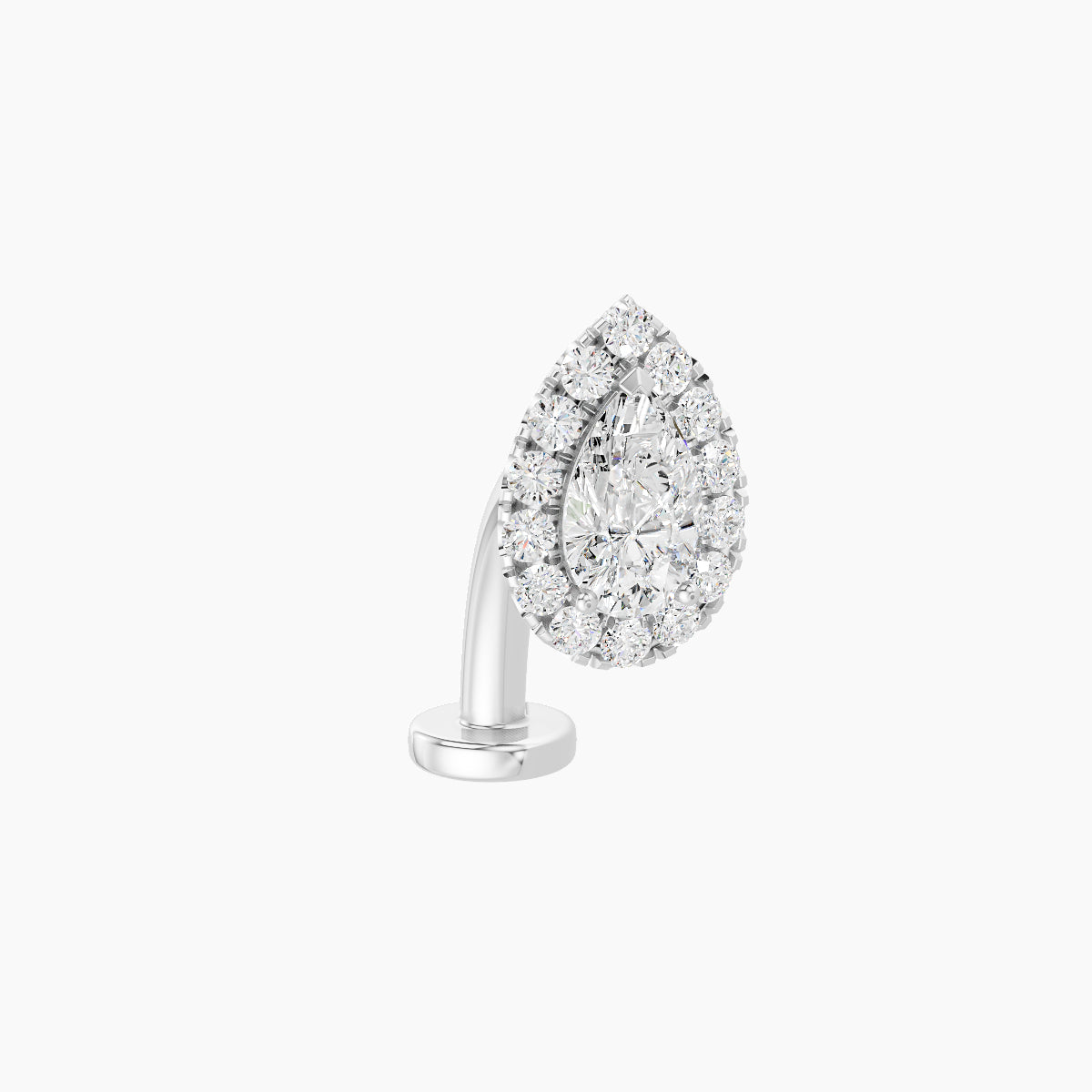Eirene | 18k White Gold 8.5 mm 10 mm Halo Pear Diamond Floating Navel Piercing