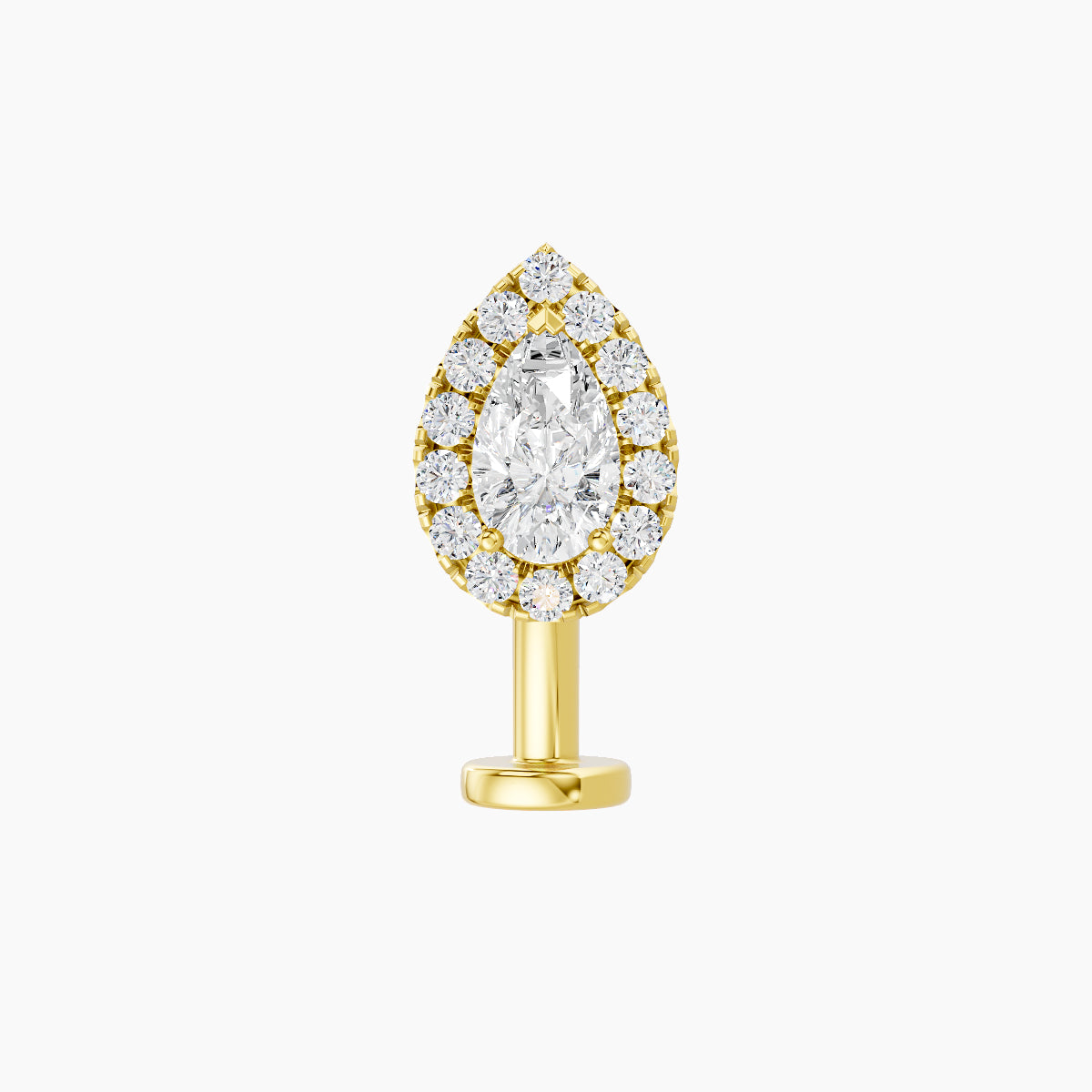 Eirene | 18k Yellow Gold 8.5 mm 10 mm Halo Pear Diamond Floating Navel Piercing