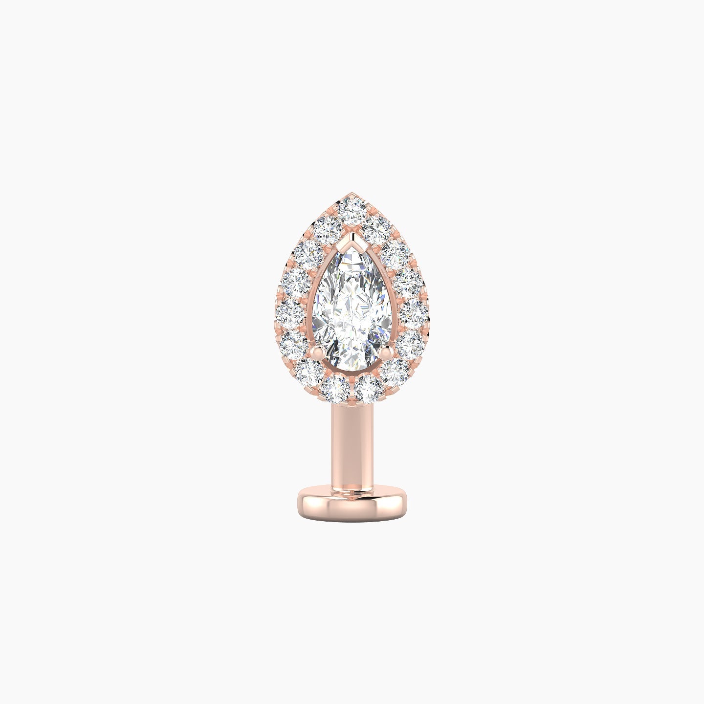 Eirene | 18k Rose Gold 8.5 mm 10 mm Halo Pear Diamond Floating Navel Piercing