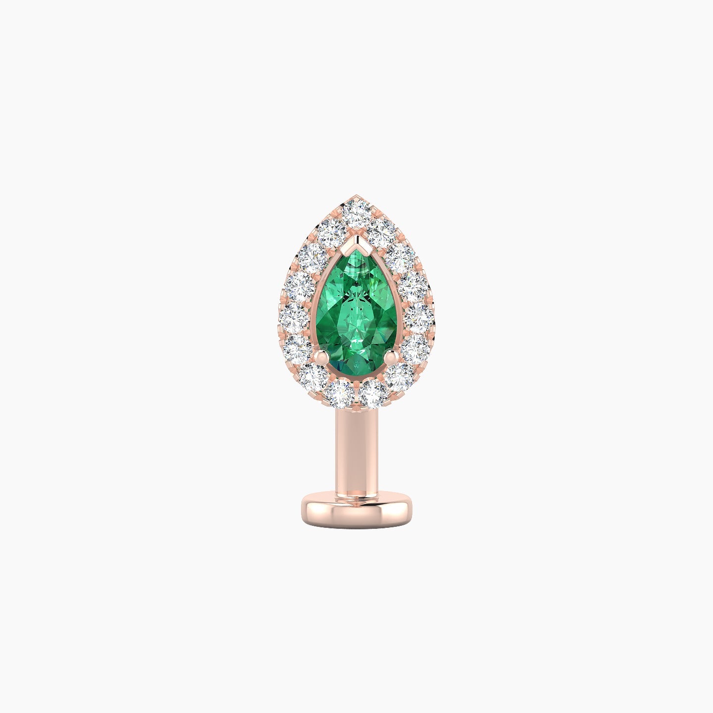 Eirene | 18k Rose Gold 10 mm 8.5 mm Halo Pear Emerald & Diamond Floating Navel Piercing