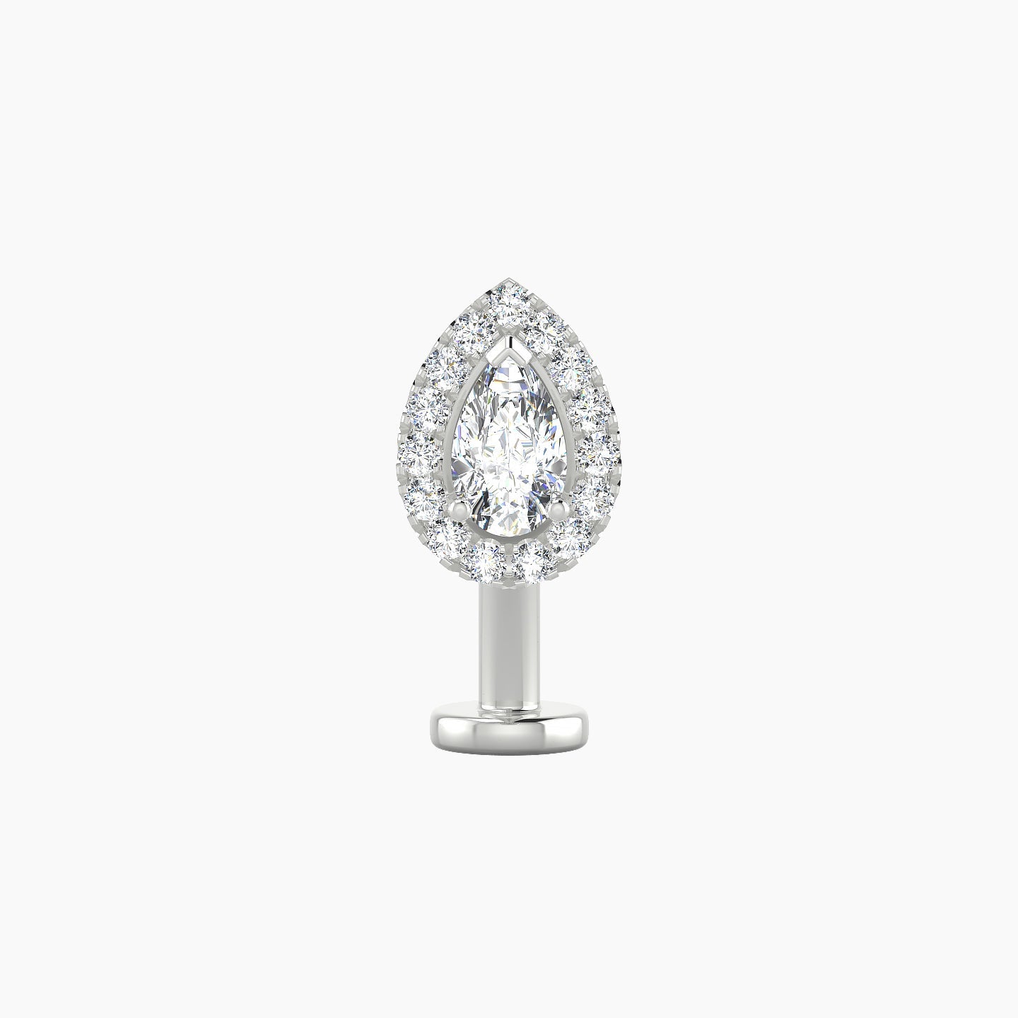 Eirene | 18k White Gold 8.5 mm 10 mm Halo Pear Diamond Floating Navel Piercing