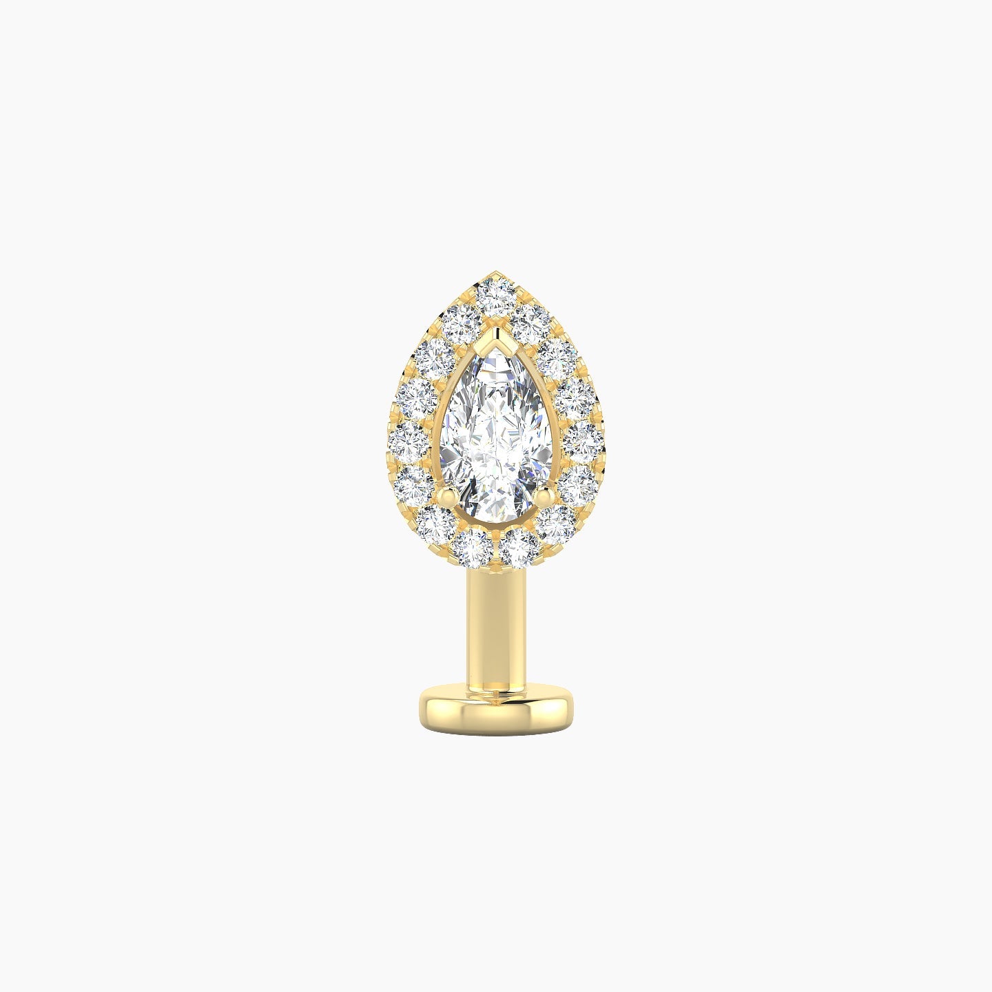 Eirene | 18k Yellow Gold 8.5 mm 10 mm Halo Pear Diamond Floating Navel Piercing