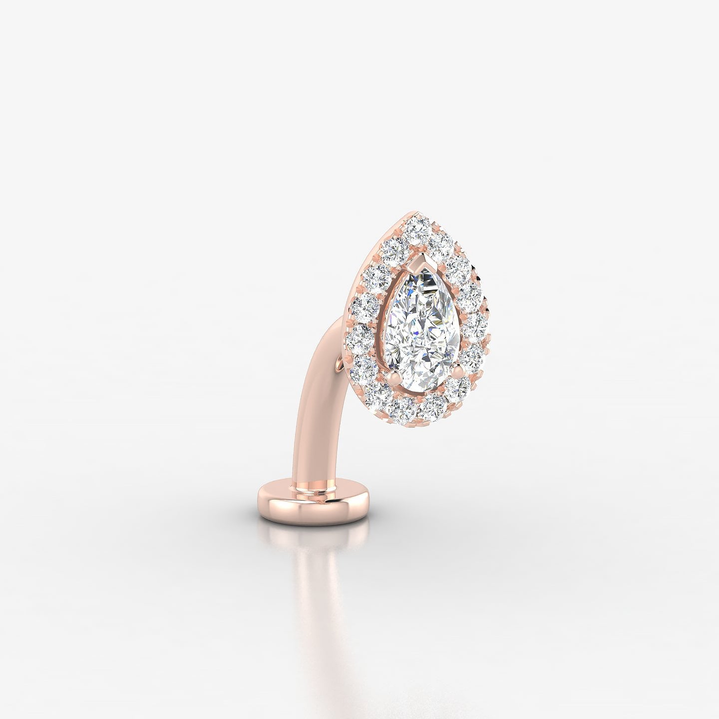 Eirene | 18k Rose Gold 8.5 mm 10 mm Halo Pear Diamond Floating Navel Piercing