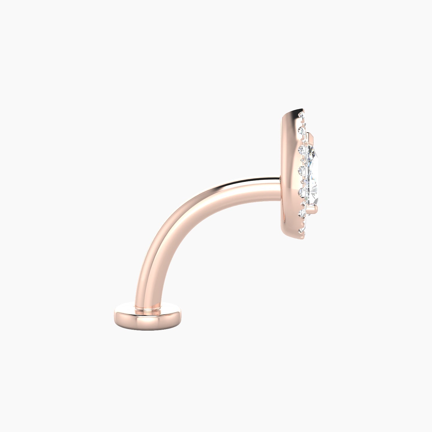 Eirene | 18k Rose Gold 8.5 mm 10 mm Halo Pear Diamond Floating Navel Piercing
