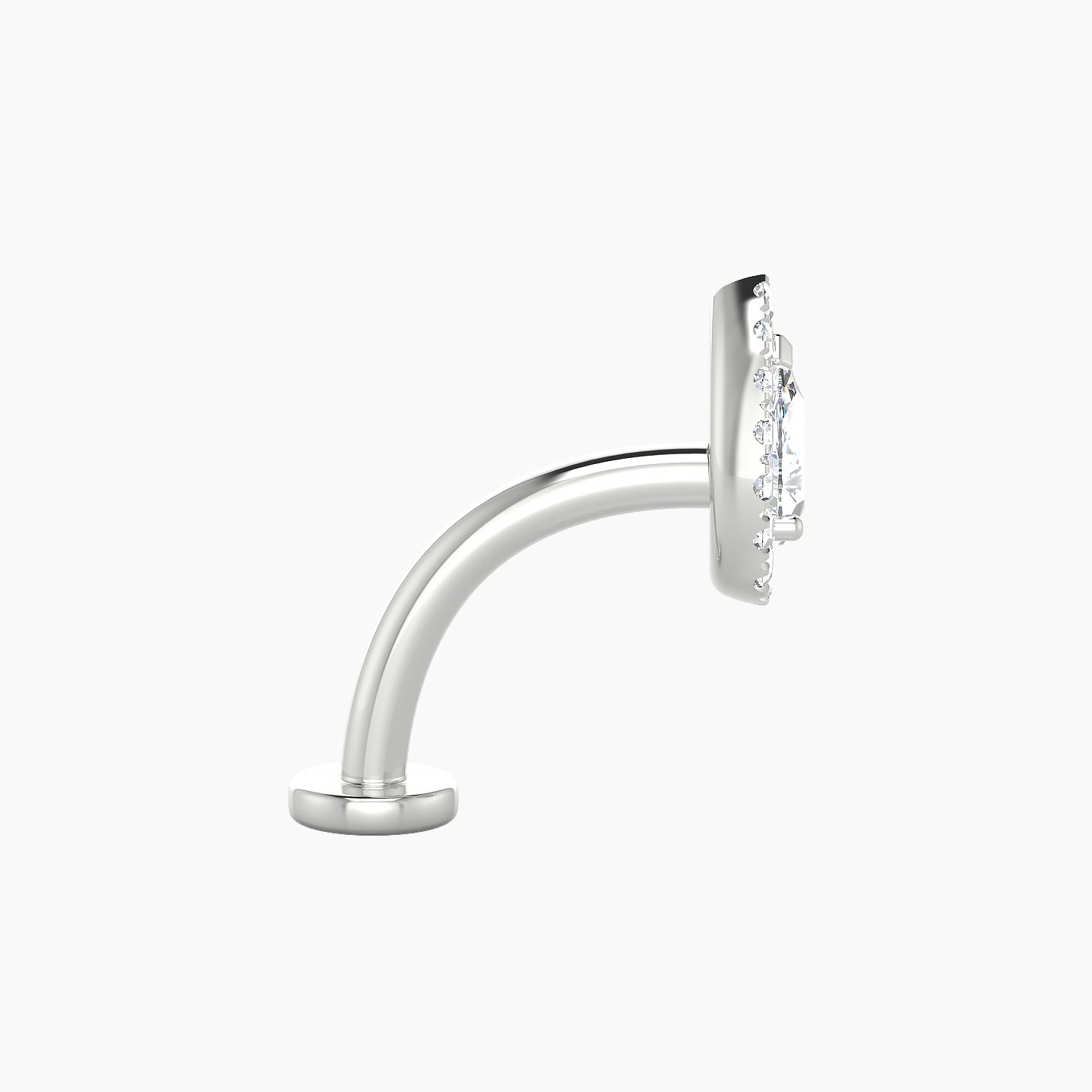 Eirene | 18k White Gold 8.5 mm 10 mm Halo Pear Diamond Floating Navel Piercing