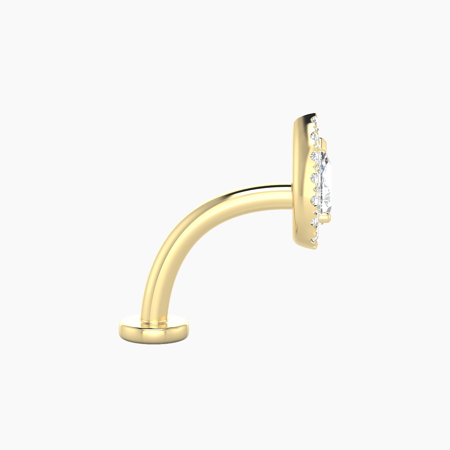 Eirene | 18k Yellow Gold 8.5 mm 10 mm Halo Pear Diamond Floating Navel Piercing