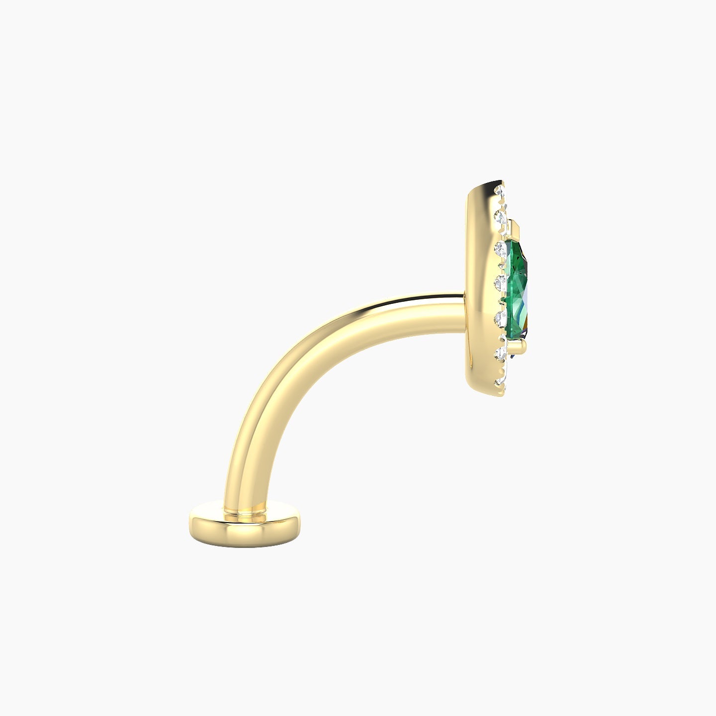 Eirene | 18k Yellow Gold 10 mm 8.5 mm Halo Pear Emerald & Diamond Floating Navel Piercing