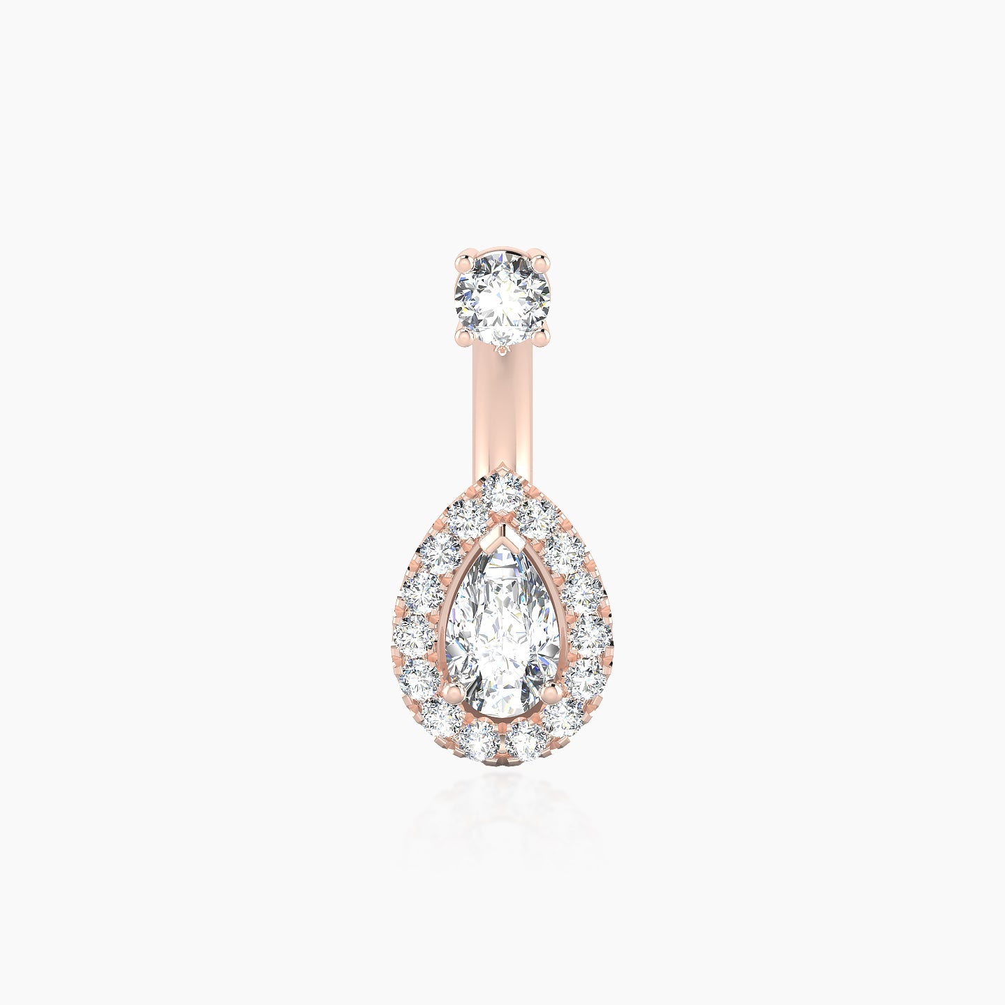 Eirene | 18k Rose Gold 10 mm 8.5 mm Halo Pear Diamond Navel Piercing