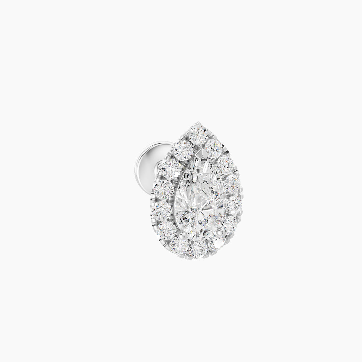 Eirene | 18k White Gold 8.5 mm 5 mm Halo Pear Diamond Piercing