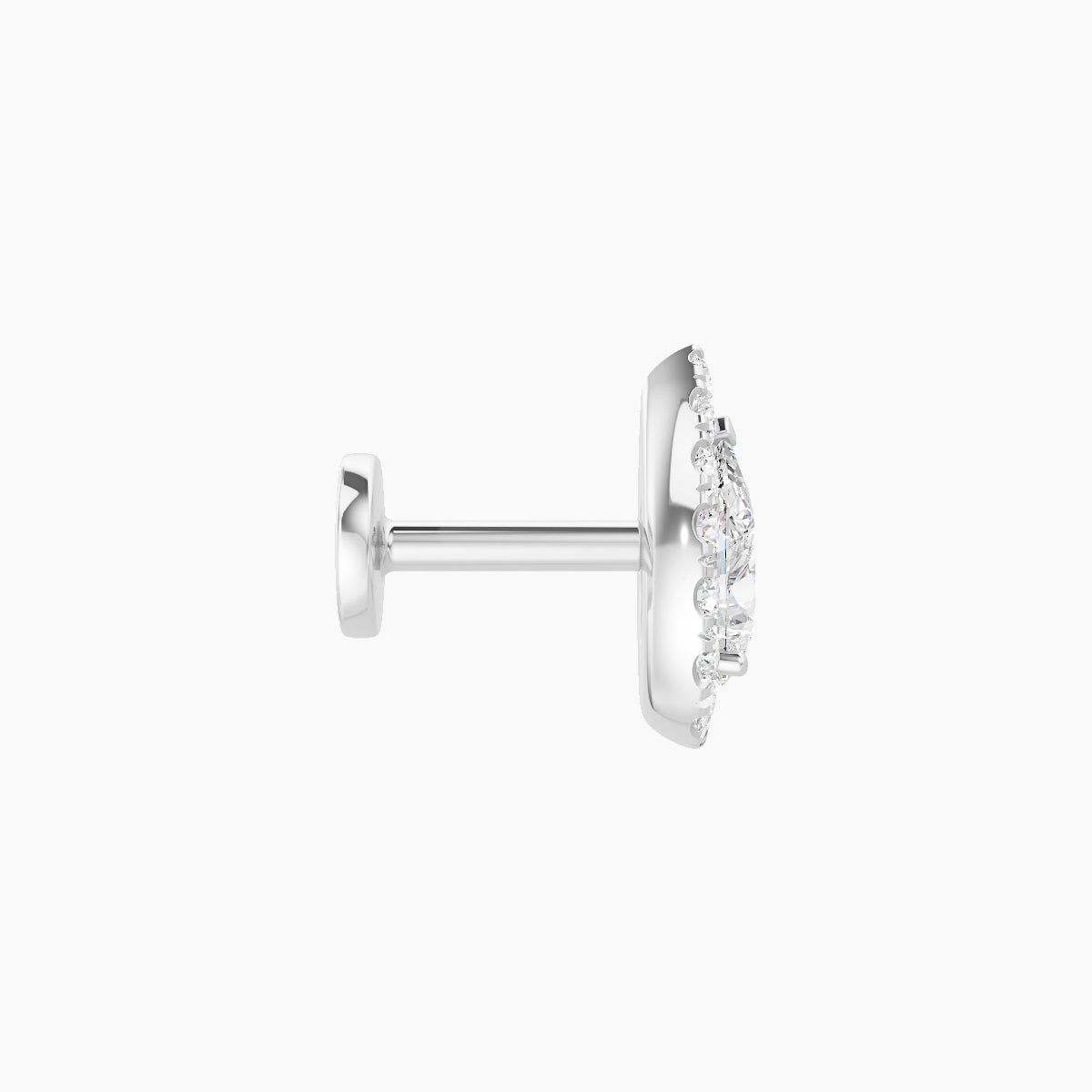 Eirene | 18k White Gold 8.5 mm 5 mm Halo Pear Diamond Piercing