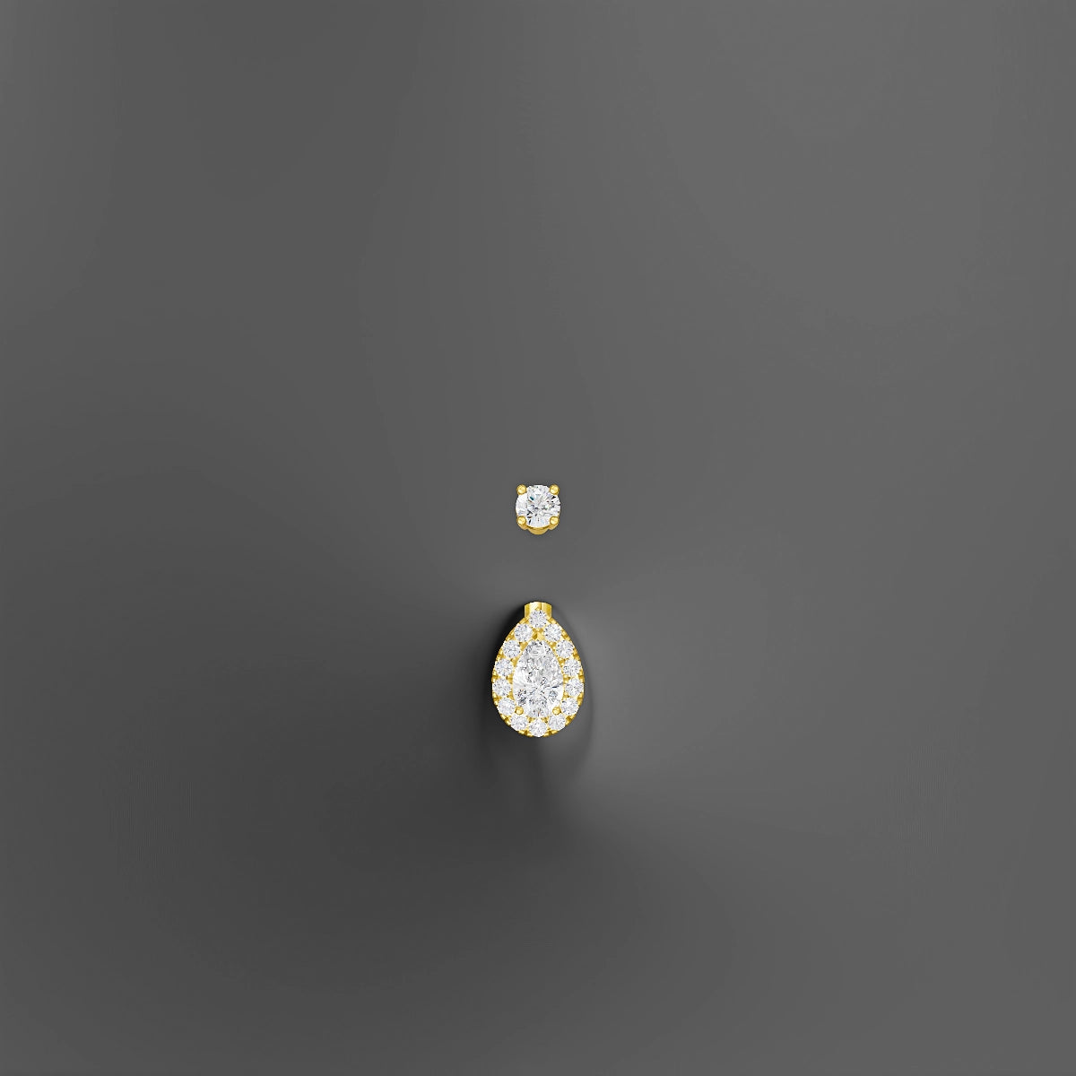 Eirene | 18k Yellow Gold 8 mm 6 mm Halo Pear Diamond Belly Piercing