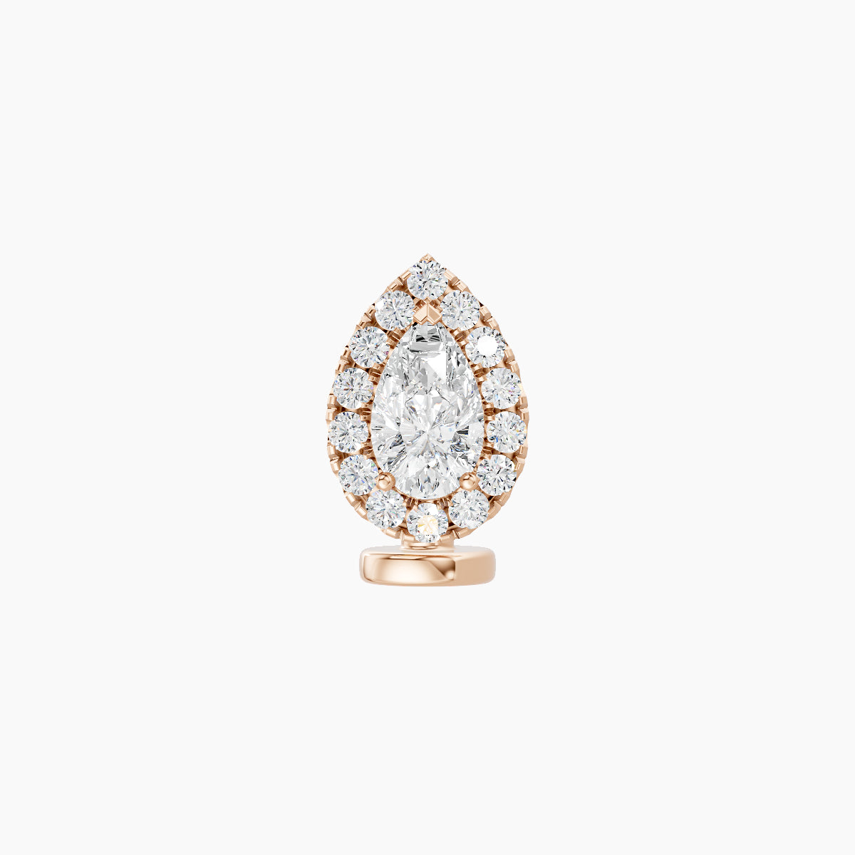Eirene | 18k Rose Gold 8.5 mm 6 mm Halo Pear Diamond Floating Navel Piercing