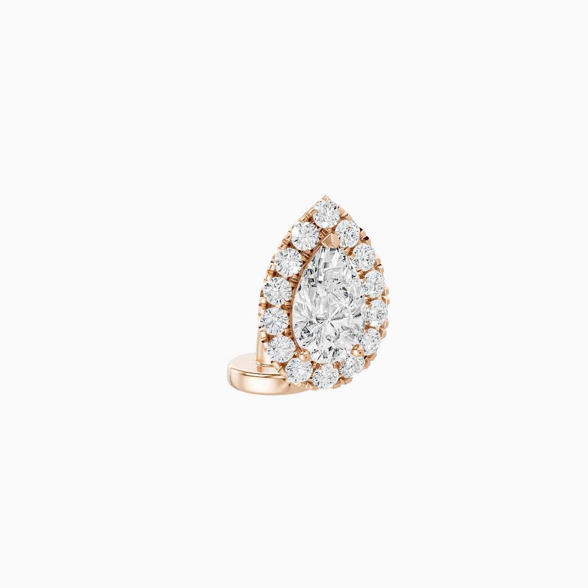 Eirene | 18k Rose Gold 8.5 mm 6 mm Halo Pear Diamond Floating Navel Piercing