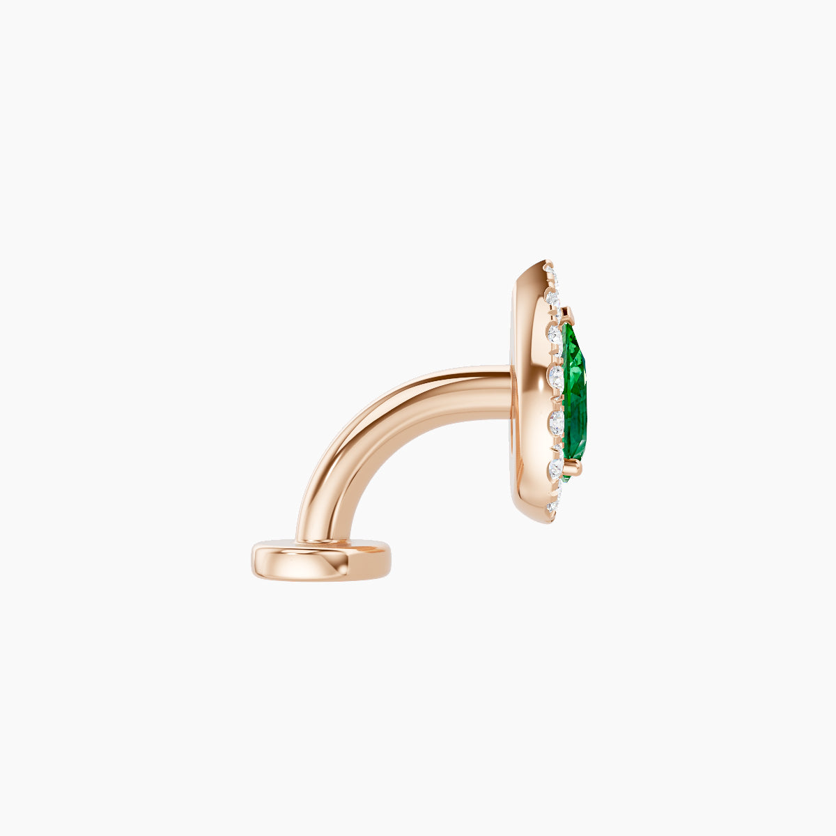 Eirene | 18k Rose Gold 6 mm 8.5 mm Halo Pear Emerald & Diamond Floating Navel Piercing