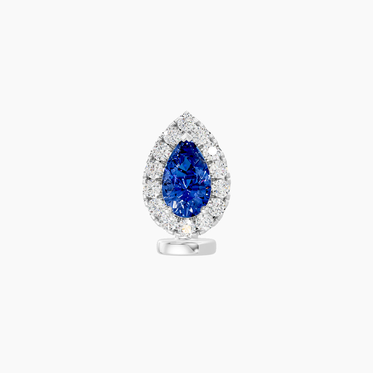 Eirene | 18k White Gold 6 mm 8.5 mm Halo Pear Sapphire & Diamond Floating Navel Piercing