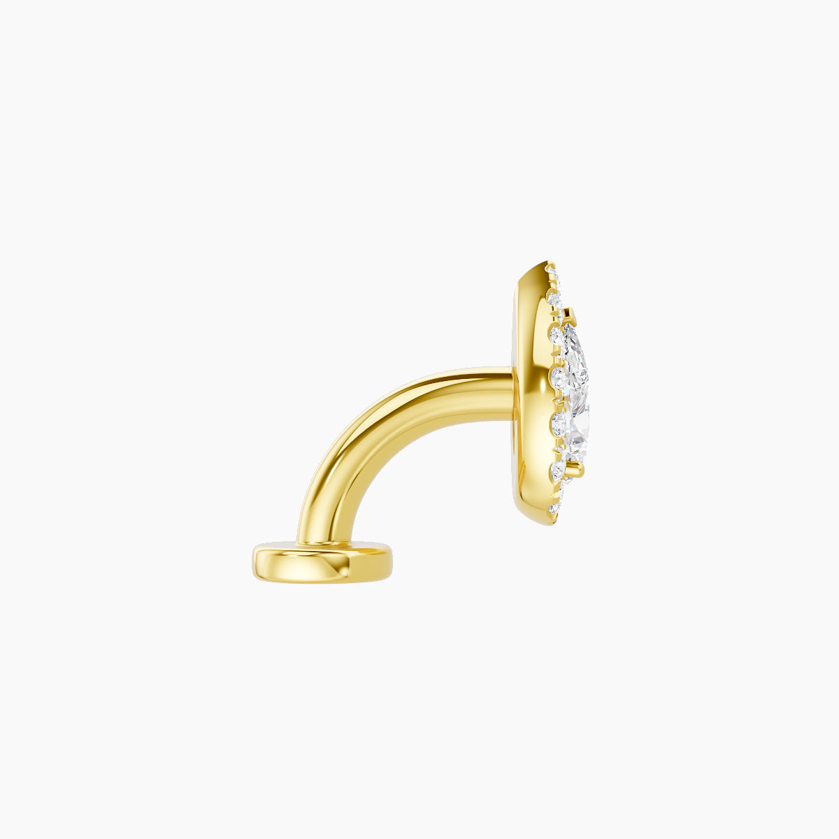 Eirene | 18k Yellow Gold 8.5 mm 6 mm Halo Pear Diamond Floating Navel Piercing