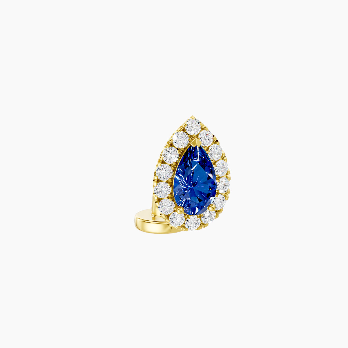 Eirene | 18k Yellow Gold 6 mm 8.5 mm Halo Pear Sapphire & Diamond Floating Navel Piercing