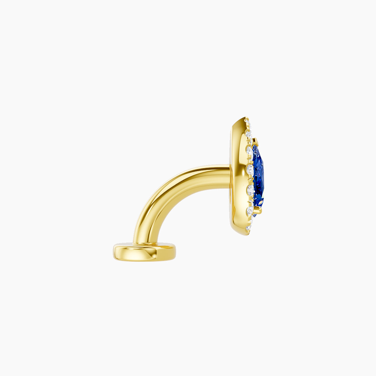 Eirene | 18k Yellow Gold 6 mm 8.5 mm Halo Pear Sapphire & Diamond Floating Navel Piercing