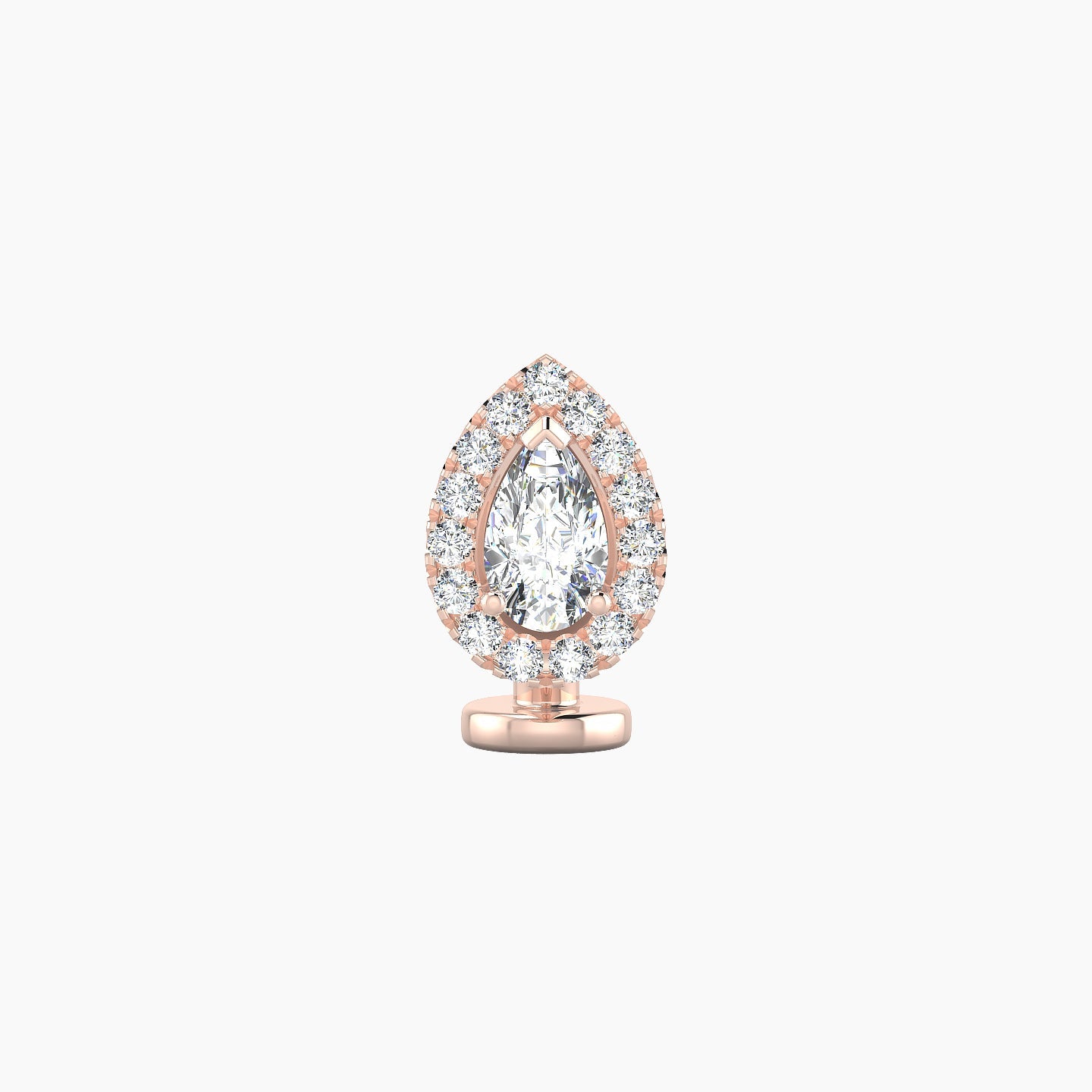 Eirene | 18k Rose Gold 8.5 mm 6 mm Halo Pear Diamond Floating Navel Piercing