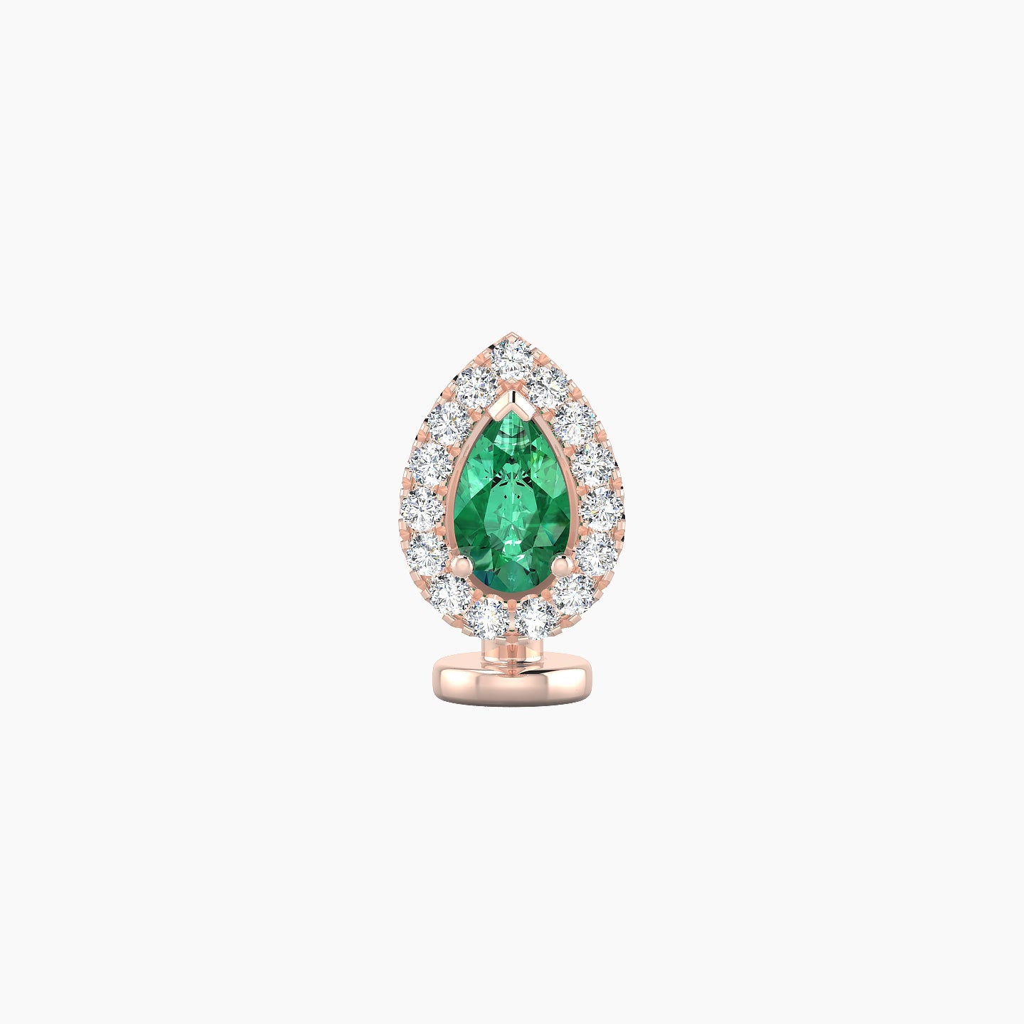 Eirene | 18k Rose Gold 6 mm 8.5 mm Halo Pear Emerald & Diamond Floating Navel Piercing