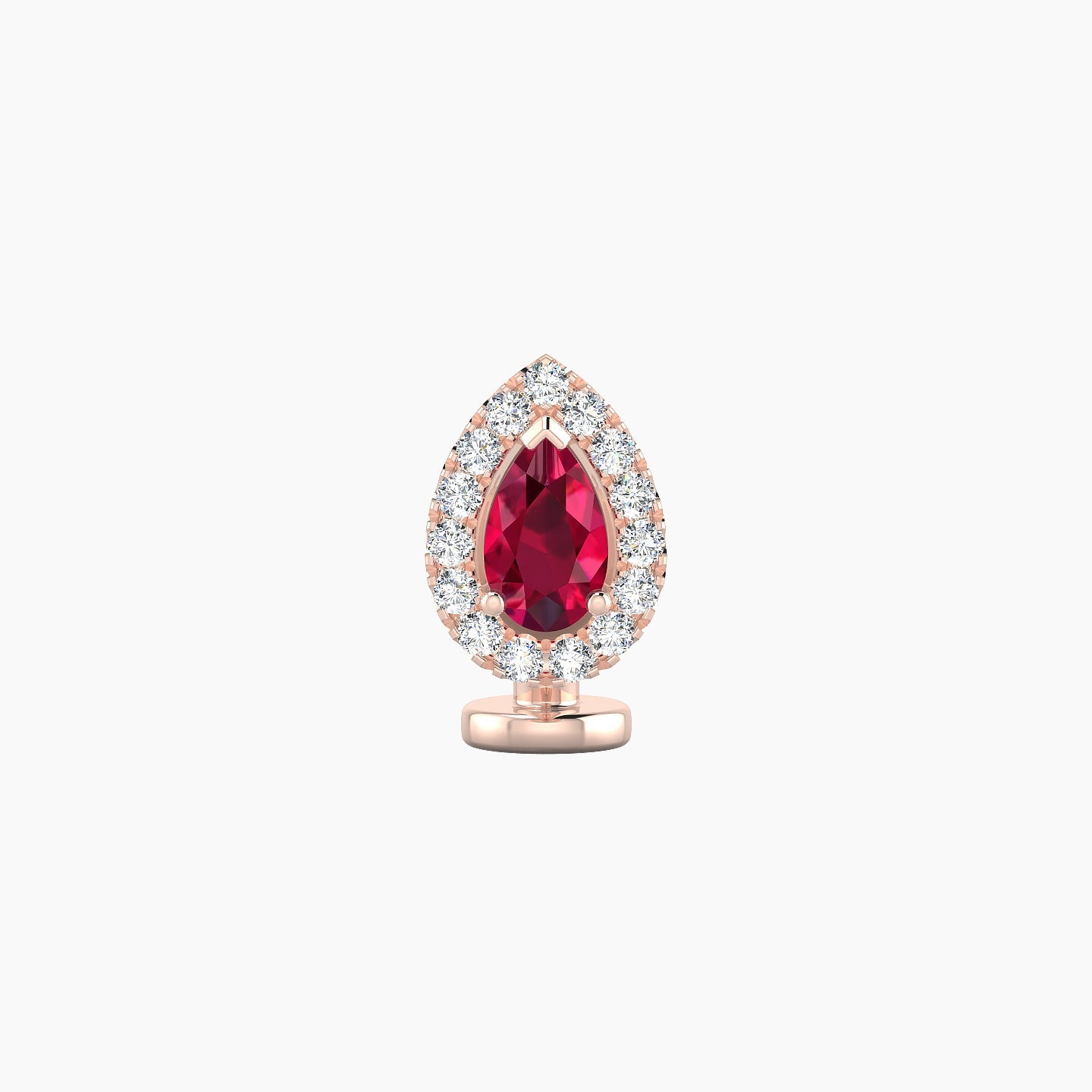 Eirene | 18k Rose Gold 6 mm 8.5 mm Halo Pear Ruby & Diamond Floating Navel Piercing