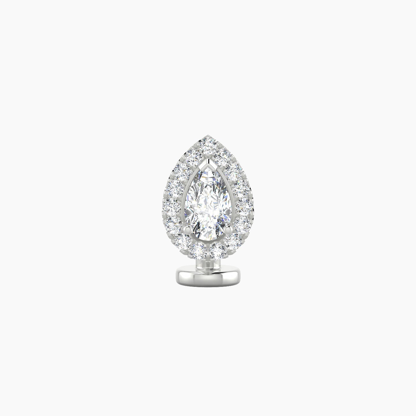 Eirene | 18k White Gold 8.5 mm 6 mm Halo Pear Diamond Floating Navel Piercing
