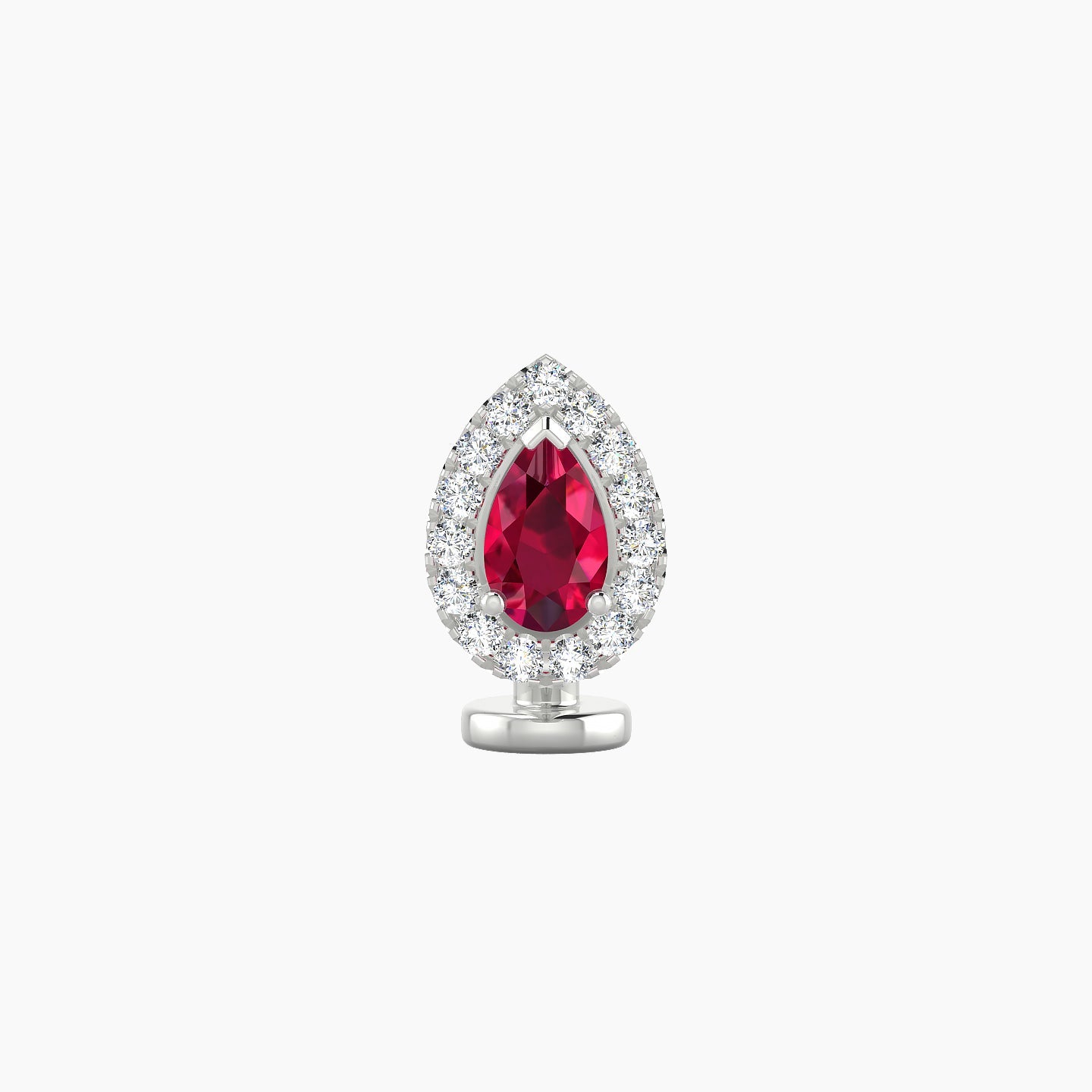 Eirene | 18k White Gold 6 mm 8.5 mm Halo Pear Ruby & Diamond Floating Navel Piercing