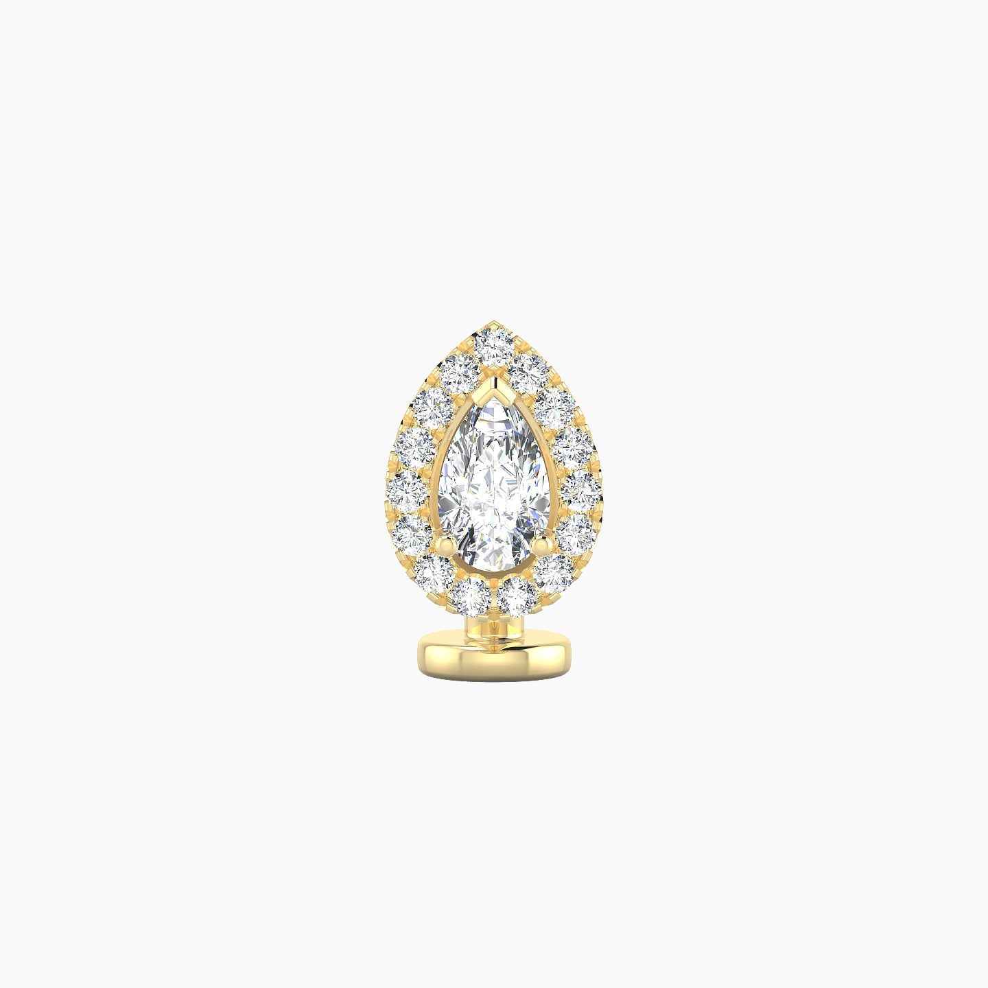 Eirene | 18k Yellow Gold 8.5 mm 6 mm Halo Pear Diamond Floating Navel Piercing