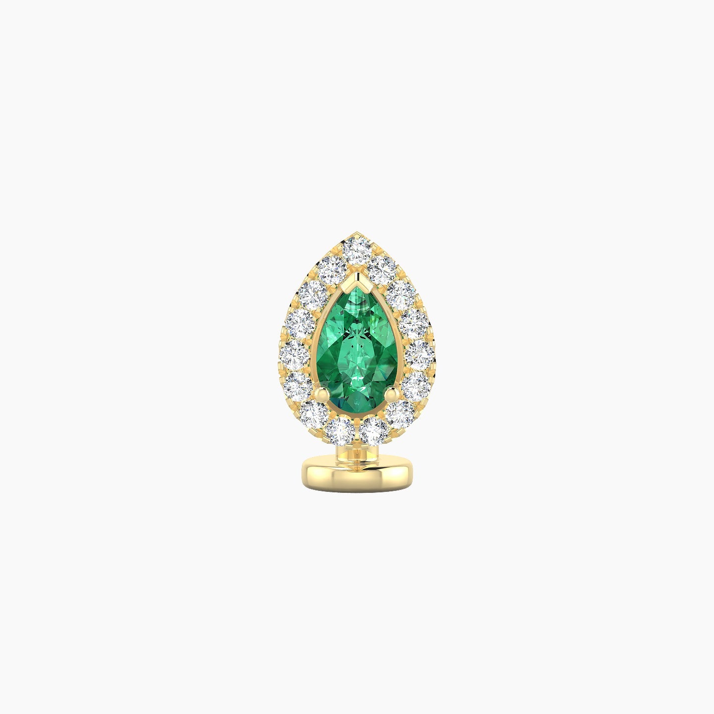 Eirene | 18k Yellow Gold 6 mm 8.5 mm Halo Pear Emerald & Diamond Floating Navel Piercing