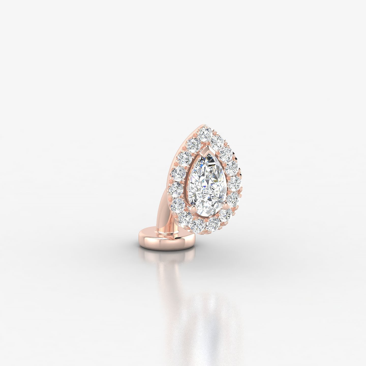 Eirene | 18k Rose Gold 8.5 mm 6 mm Halo Pear Diamond Floating Navel Piercing