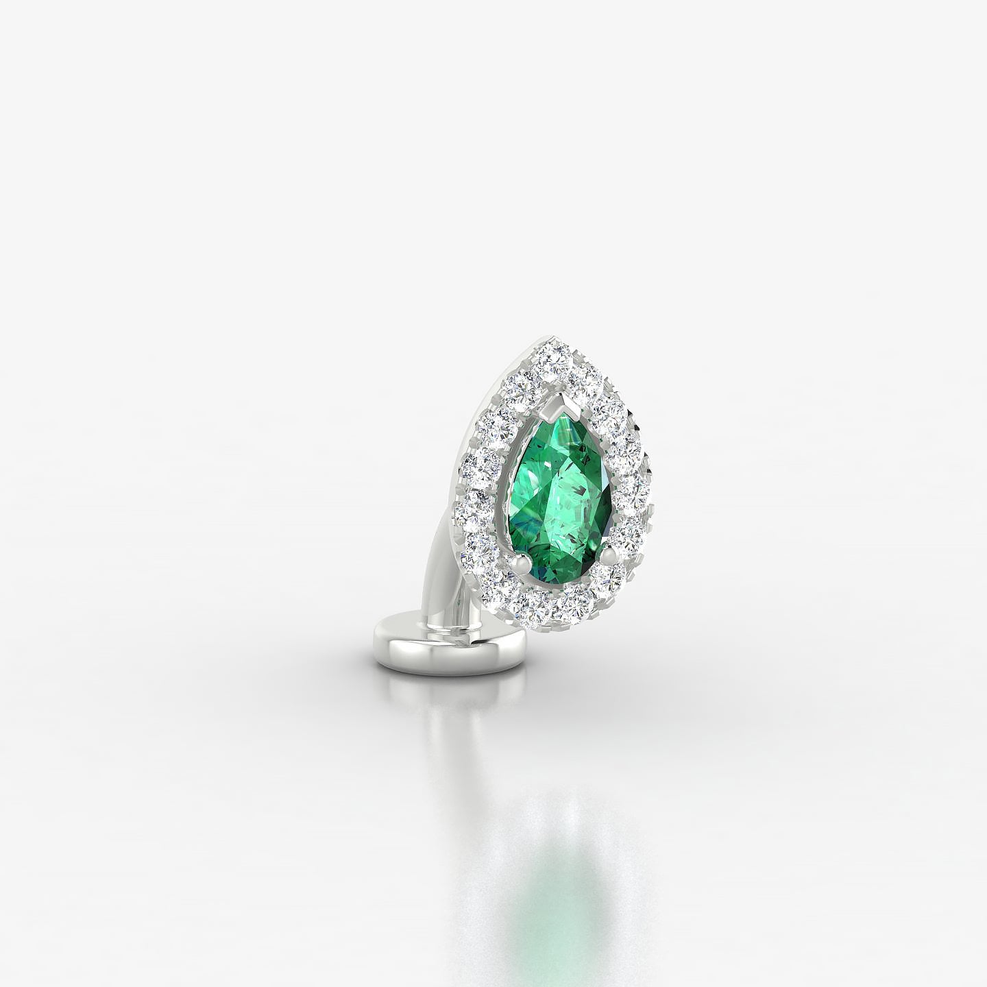 Eirene | 18k White Gold 6 mm 8.5 mm Halo Pear Emerald & Diamond Floating Navel Piercing