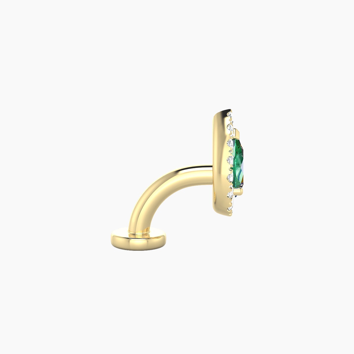 Eirene | 18k Yellow Gold 6 mm 8.5 mm Halo Pear Emerald & Diamond Floating Navel Piercing