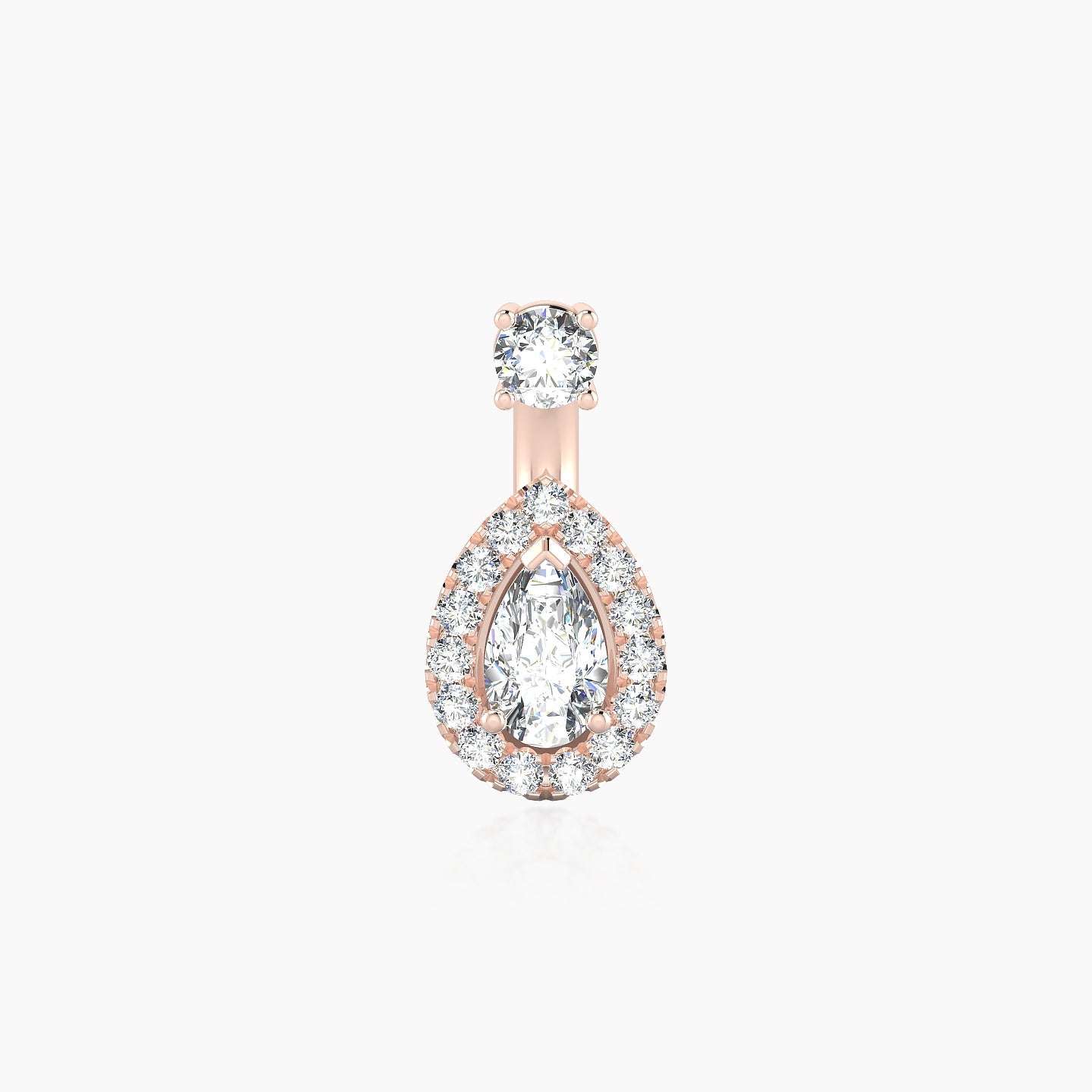 Eirene | 18k Rose Gold 6 mm 8.5 mm Halo Pear Diamond Navel Piercing