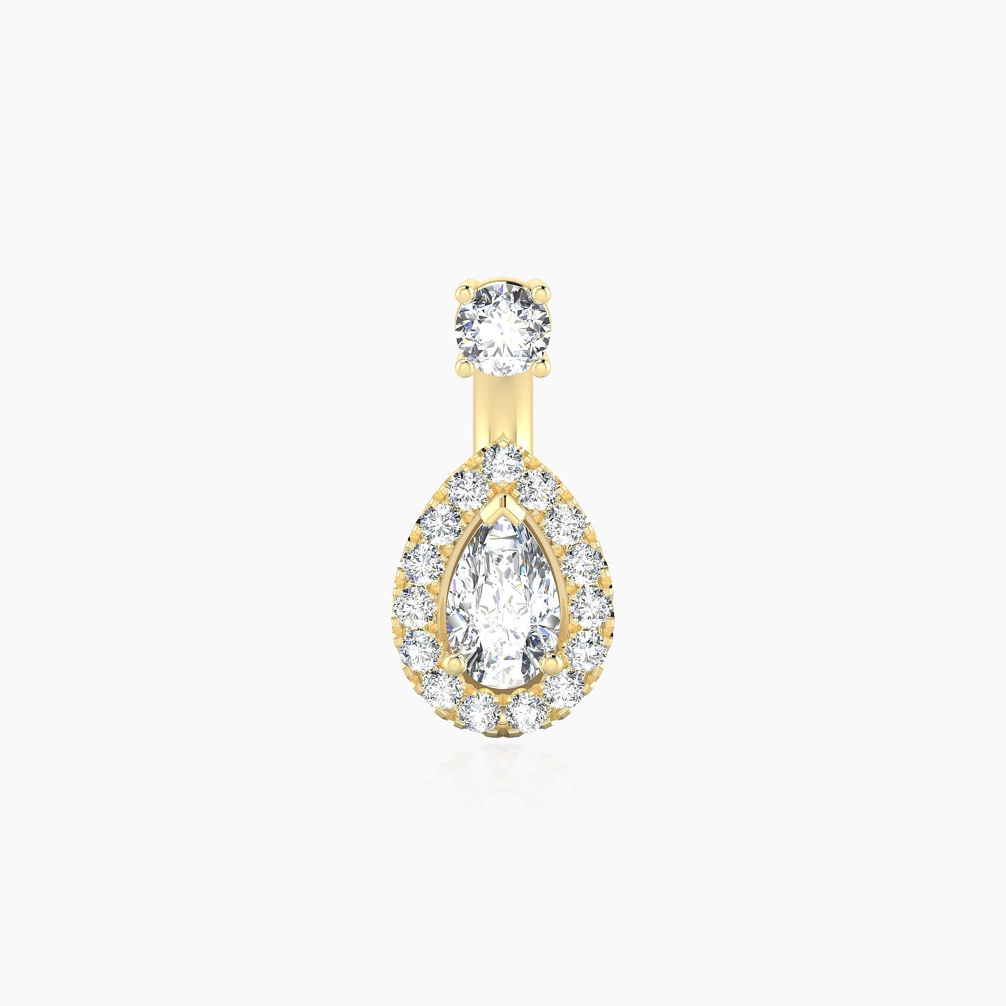 Eirene | 18k Yellow Gold 6 mm 8.5 mm Halo Pear Diamond Navel Piercing