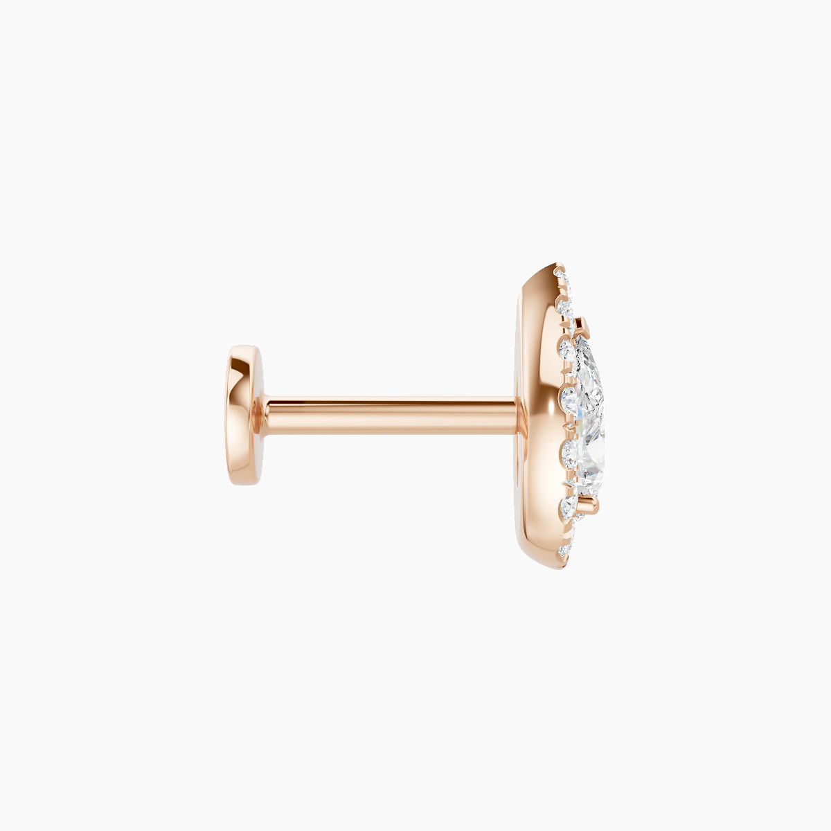 Eirene | 18k Rose Gold 8.5 mm 6.5 mm Halo Pear Diamond Piercing