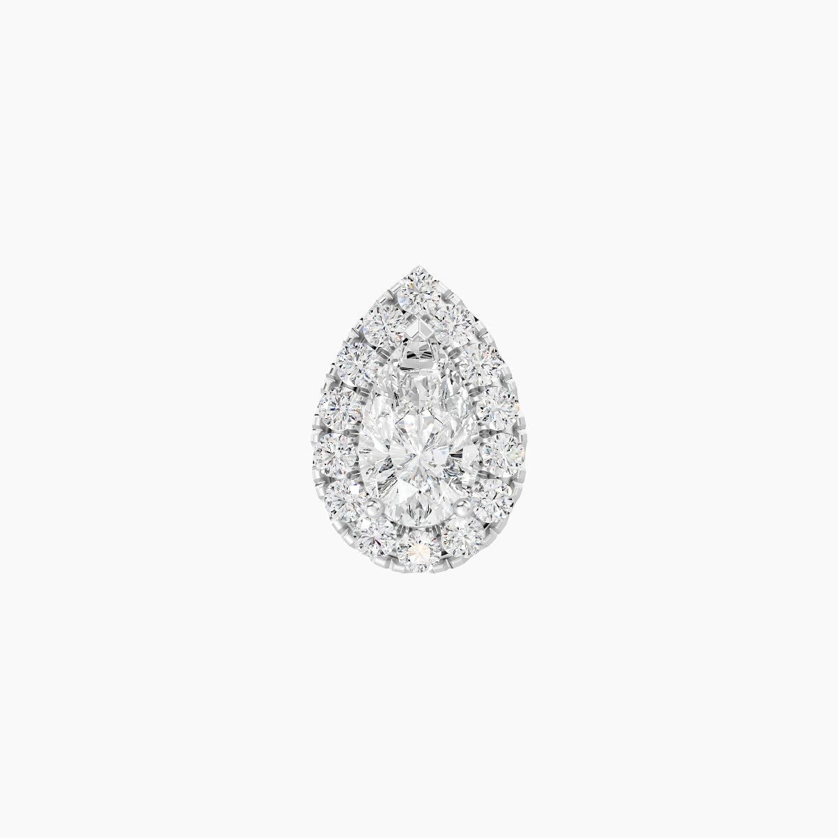 Eirene | 18k White Gold 8.5 mm 6.5 mm Halo Pear Diamond Piercing