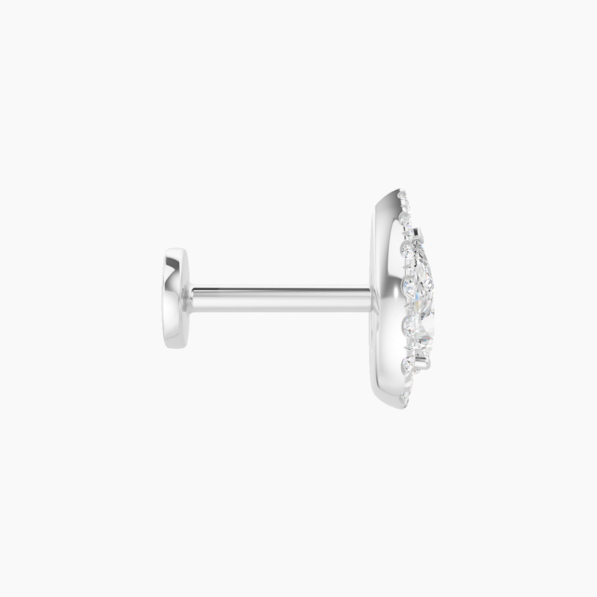 Eirene | 18k White Gold 8.5 mm 6.5 mm Halo Pear Diamond Piercing