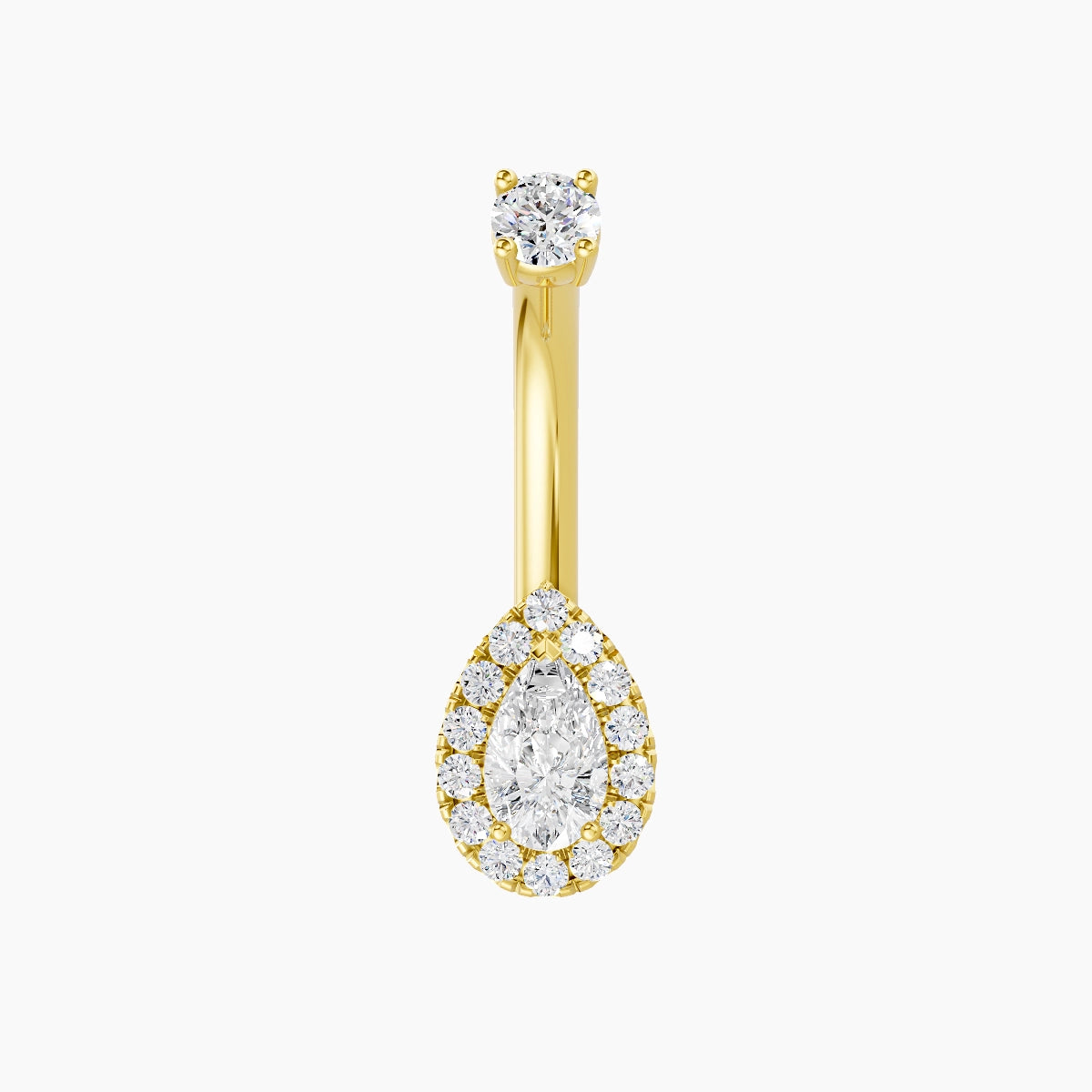 Eirene | 18k Yellow Gold 8 mm 8 mm Halo Pear Diamond Belly Piercing
