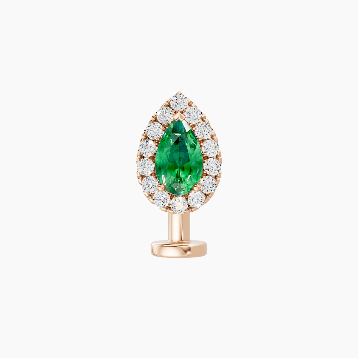 Eirene | 18k Rose Gold 8 mm 8.5 mm Halo Pear Emerald & Diamond Floating Navel Piercing