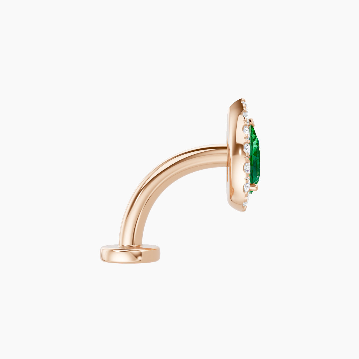 Eirene | 18k Rose Gold 8 mm 8.5 mm Halo Pear Emerald & Diamond Floating Navel Piercing