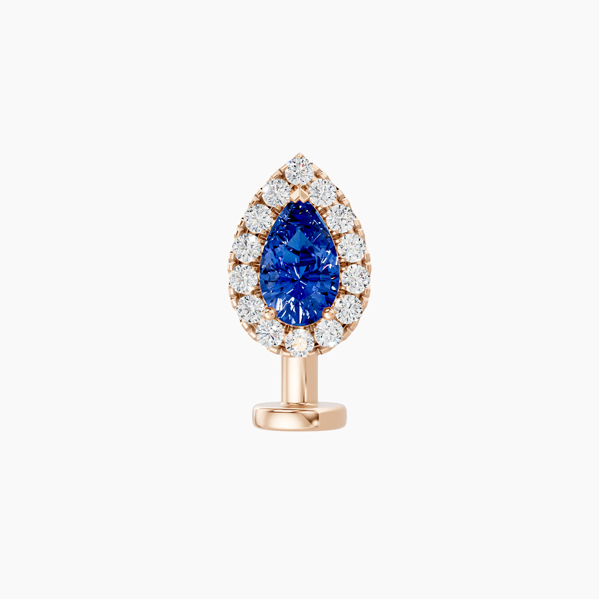 Eirene | 18k Rose Gold 8 mm 8.5 mm Halo Pear Sapphire & Diamond Floating Navel Piercing