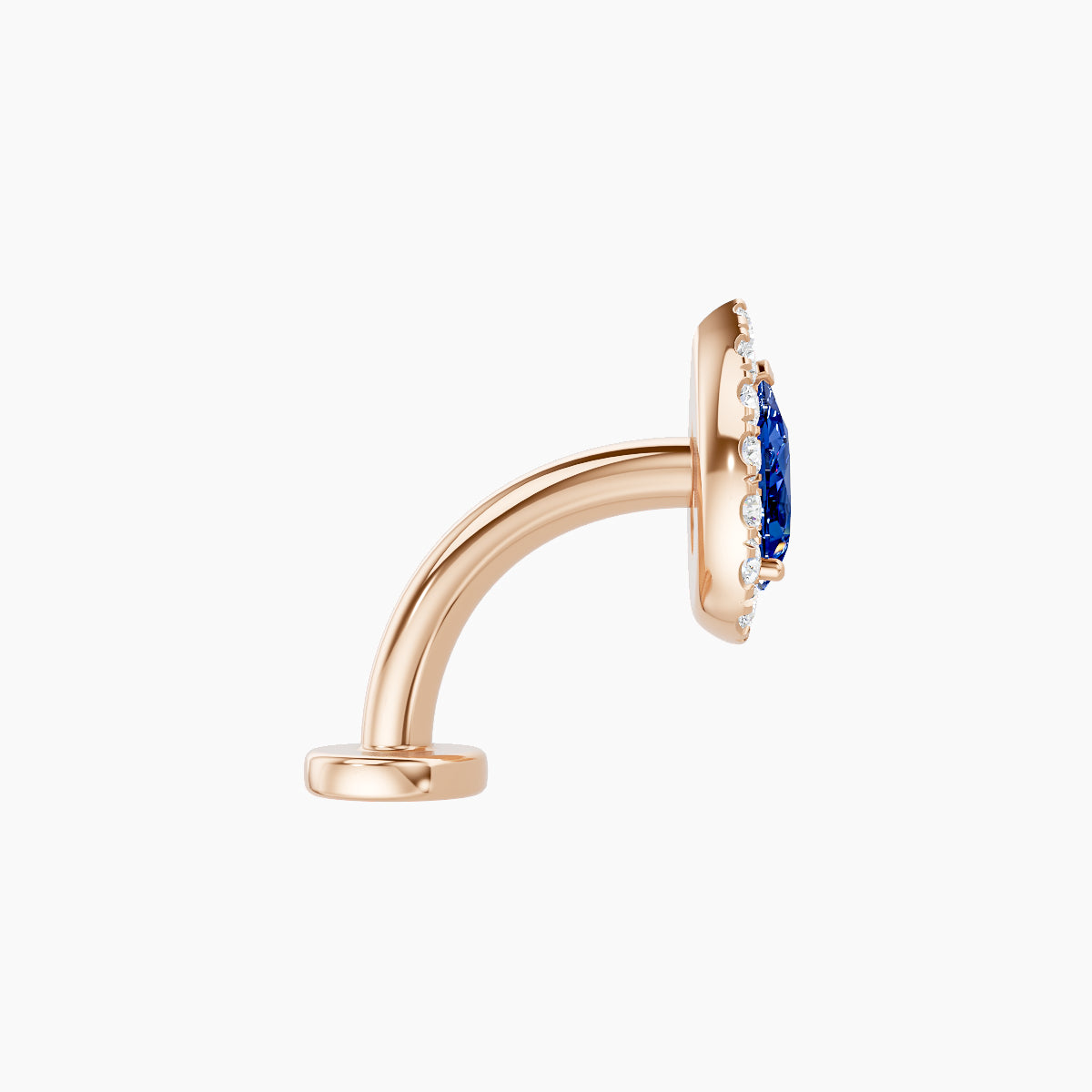 Eirene | 18k Rose Gold 8 mm 8.5 mm Halo Pear Sapphire & Diamond Floating Navel Piercing