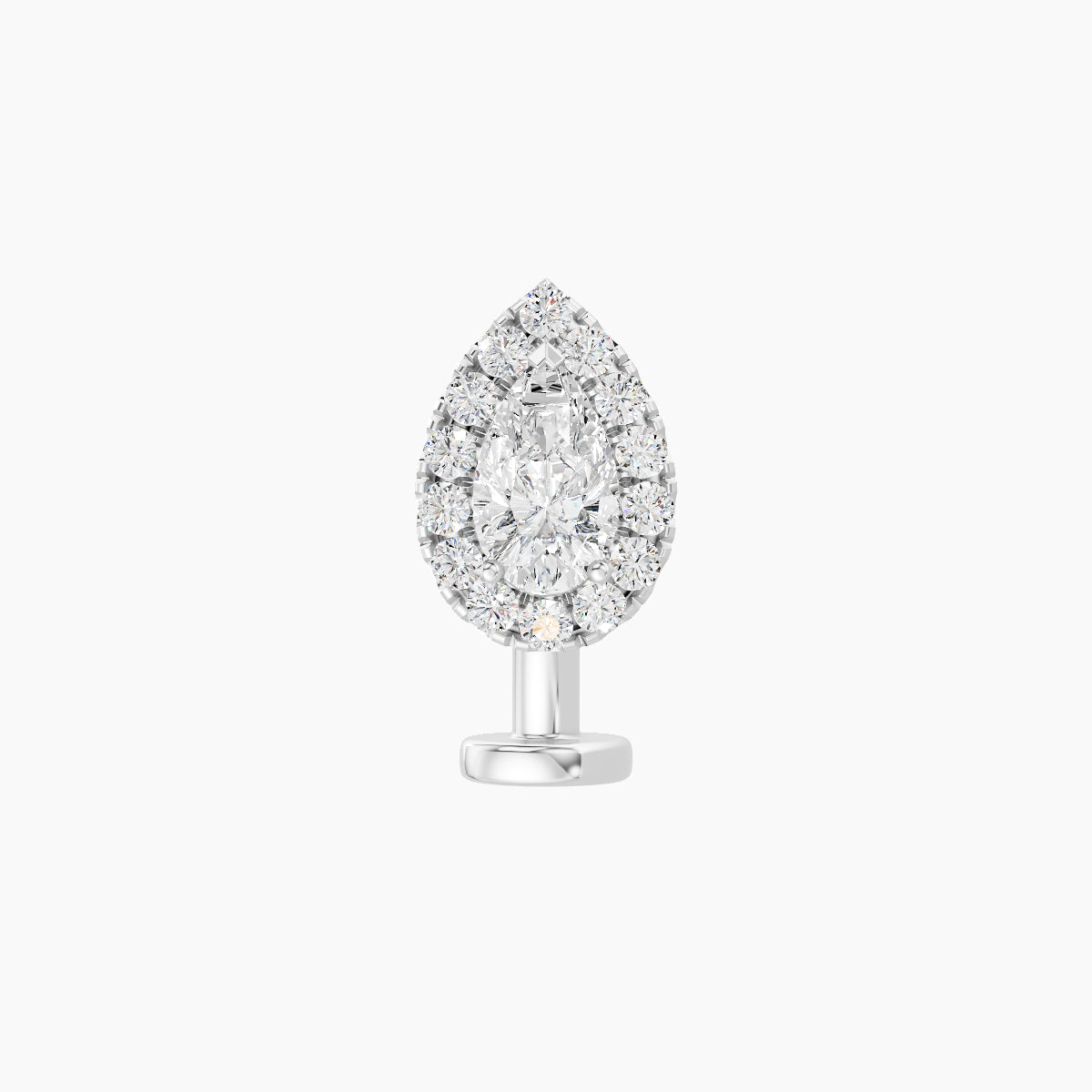 Eirene | 18k White Gold 8.5 mm 8 mm Halo Pear Diamond Floating Navel Piercing