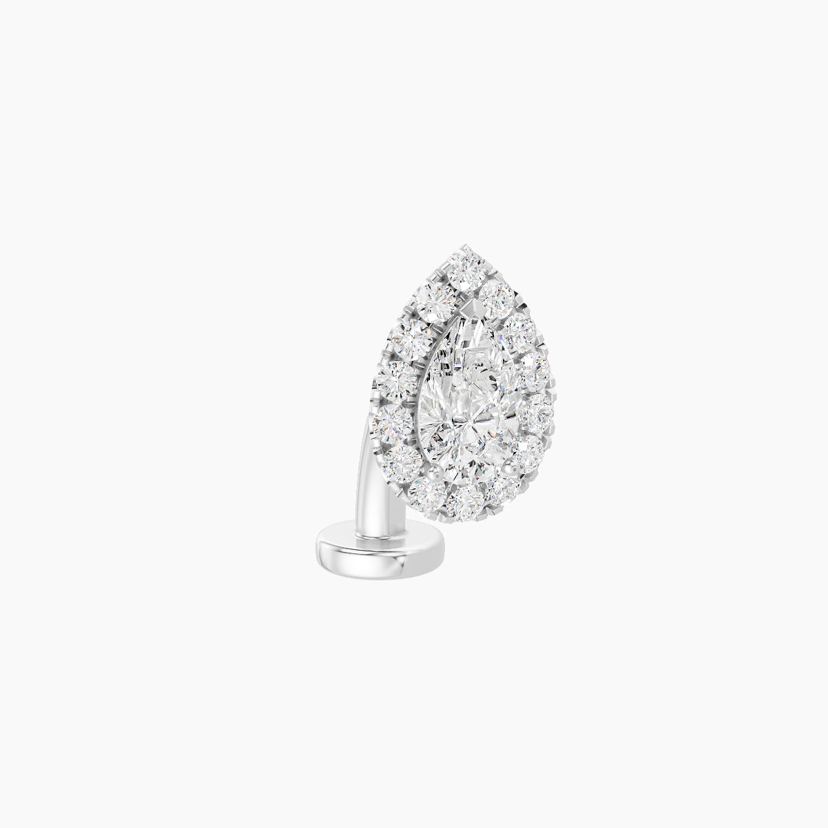 Eirene | 18k White Gold 8.5 mm 8 mm Halo Pear Diamond Floating Navel Piercing