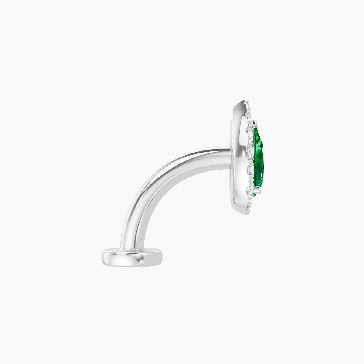 Eirene | 18k White Gold 8 mm 8.5 mm Halo Pear Emerald & Diamond Floating Navel Piercing