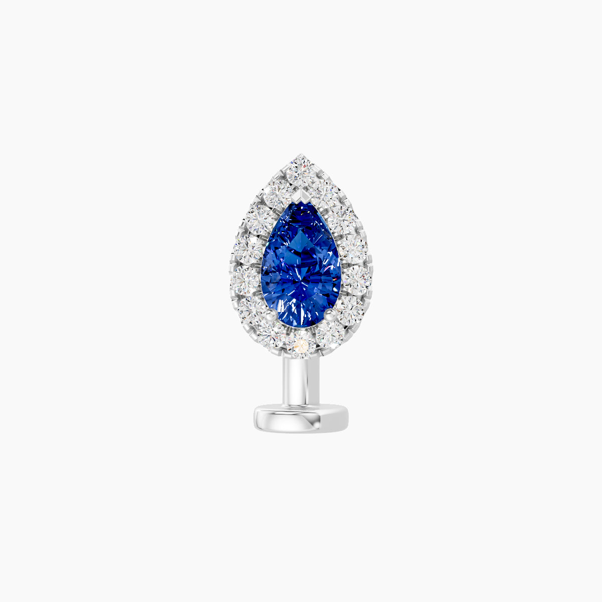 Eirene | 18k White Gold 8 mm 8.5 mm Halo Pear Sapphire & Diamond Floating Navel Piercing