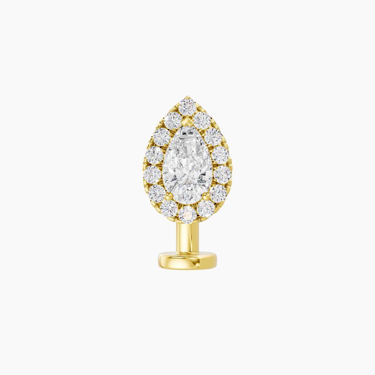 Eirene | 18k Yellow Gold 8.5 mm 8 mm Halo Pear Diamond Floating Navel Piercing