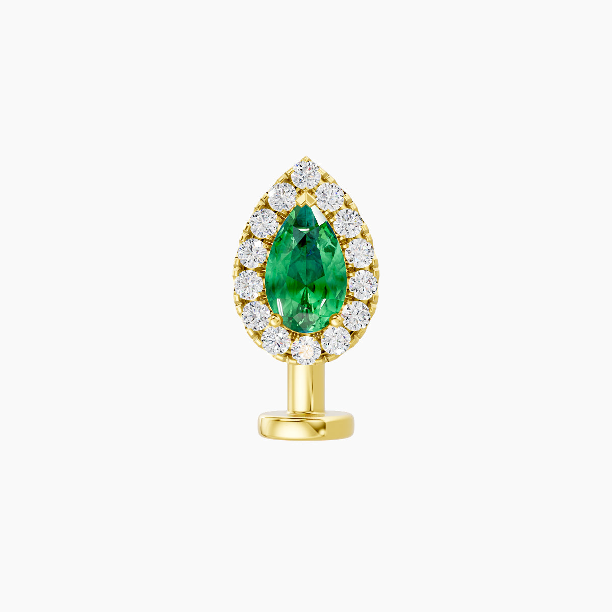Eirene | 18k Yellow Gold 8 mm 8.5 mm Halo Pear Emerald & Diamond Floating Navel Piercing