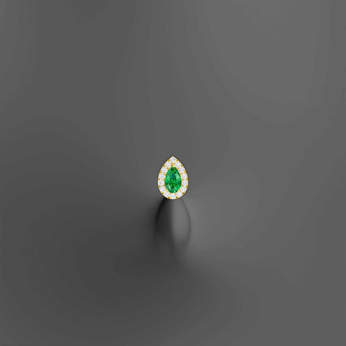 Eirene | 18k Yellow Gold 8 mm 8.5 mm Halo Pear Emerald & Diamond Floating Navel Piercing
